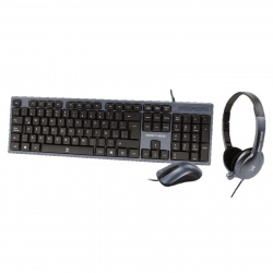 Kit Teclado+Mouse+Diadema para Oficina PERFECT CHOICE PC-201700